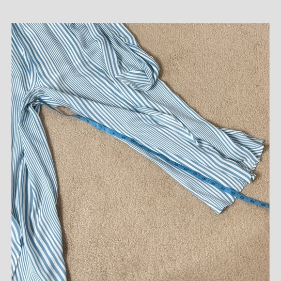 Moon River Anthropologie Jumpsuit Beach Blue White Stripe Cropped Flyaway Leg - Picture 14 of 16